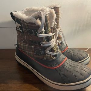 Sorel Tivoli Plaid Snow Winter Duck Boots Women's 10